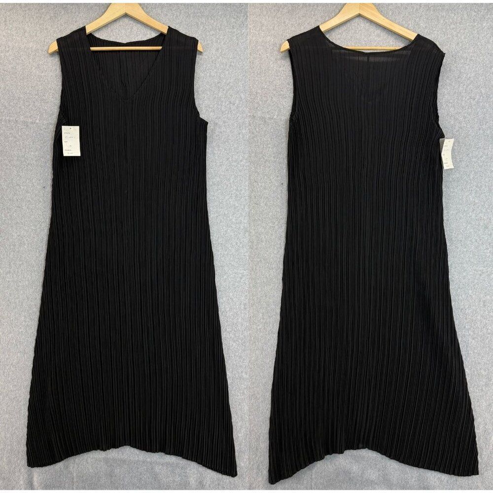 Dilemma Dhun Shroff Small‎ / Medium Sleeveless Black Pleated Dress Crinkle Tank